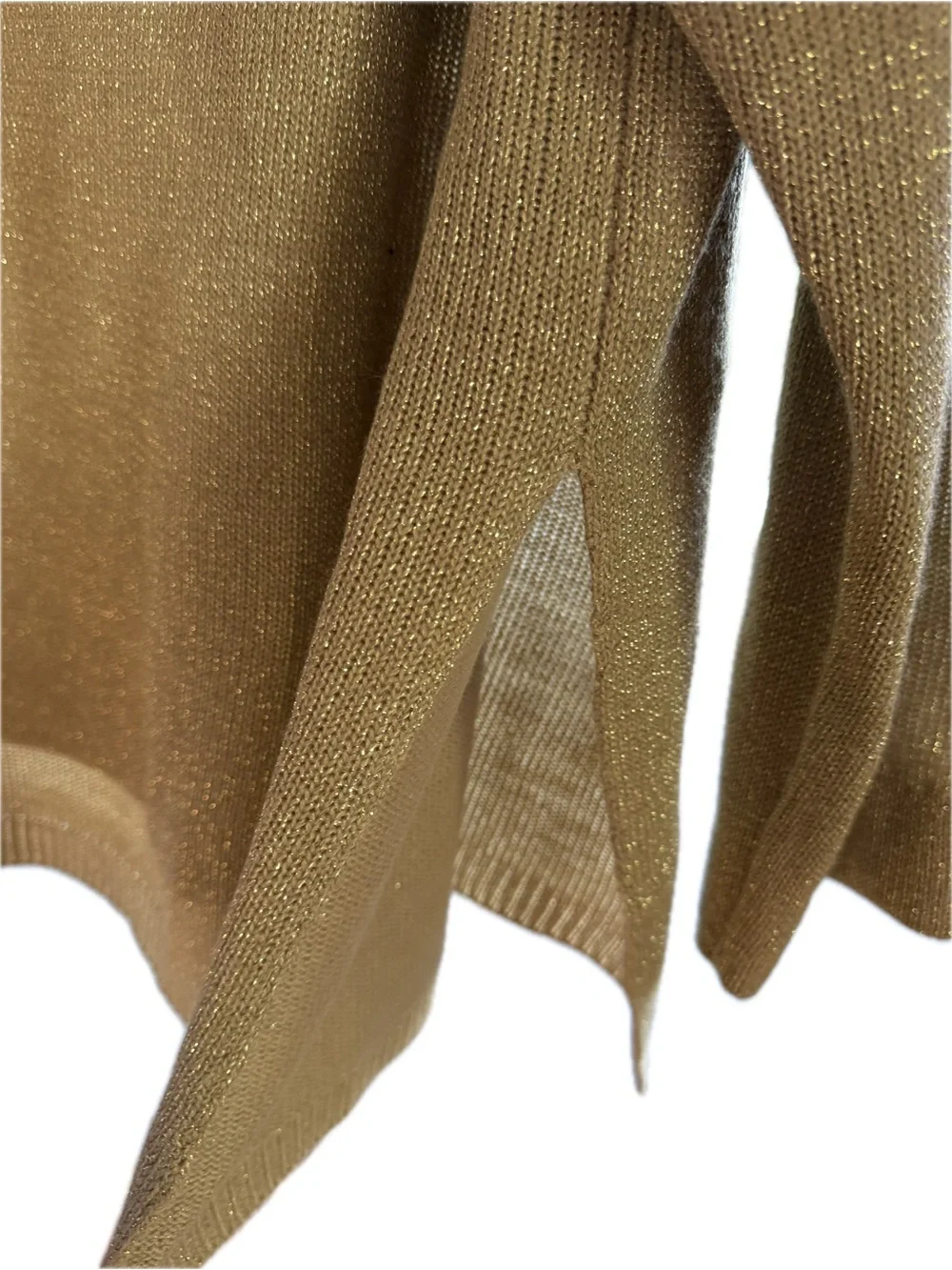 Women's Metallic Scoop Neck Sweater - Tan Gold